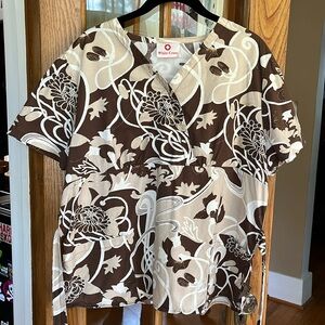 White Cross Fancy Scrub Top